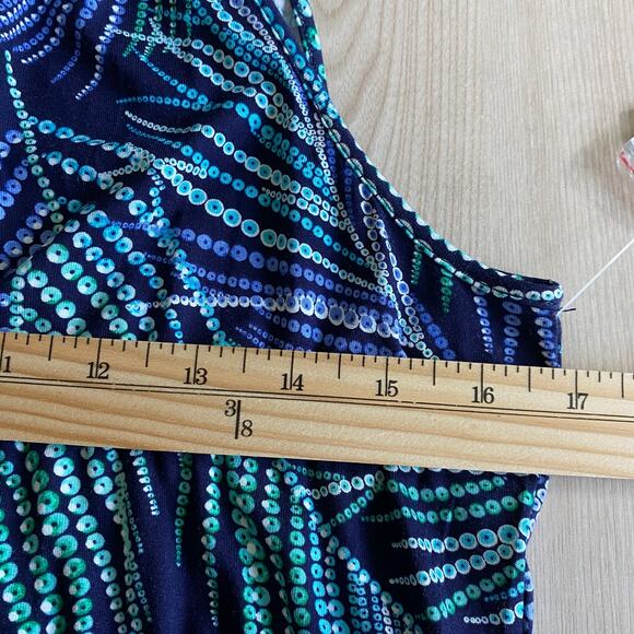 Berkley Jensen Women Braided Halter Maxi Dress M Blue Tropical Palm Stretch NWT‎ - Picture 7 of 10